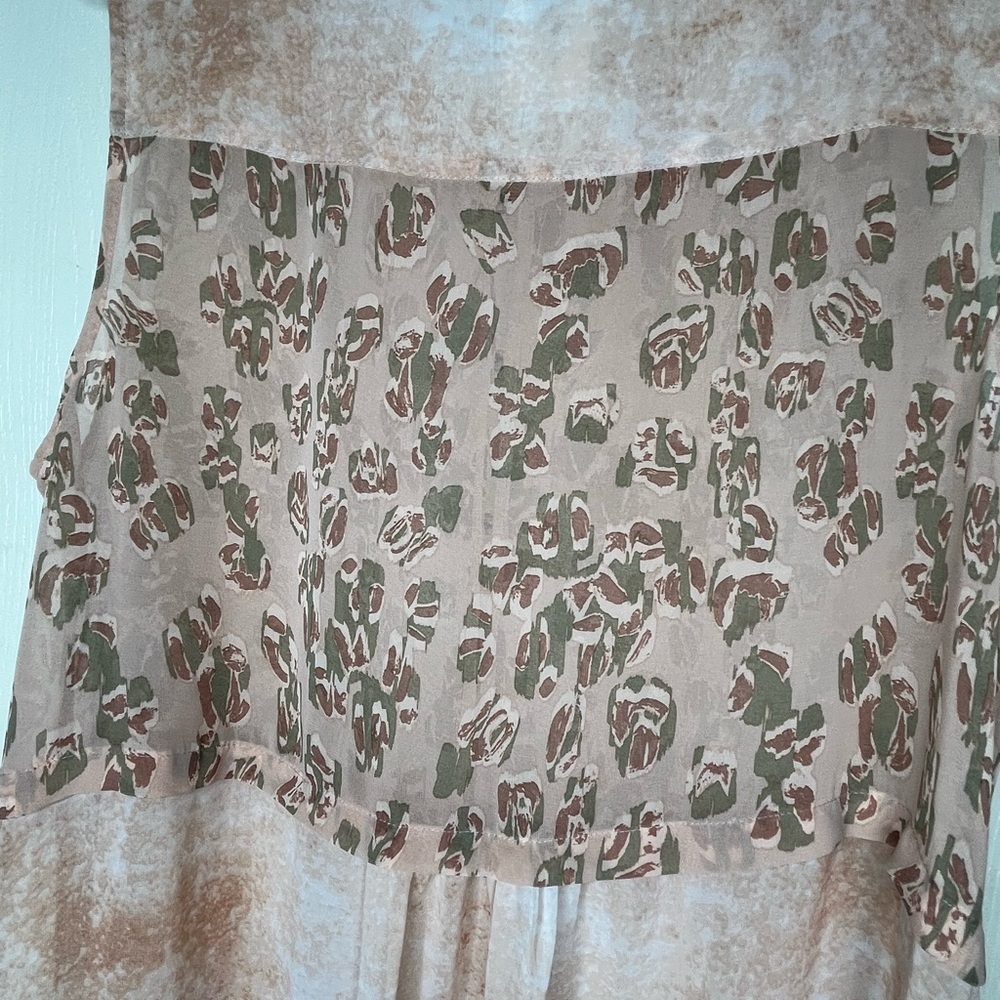 LOGO Lori Goldstein Peach Rose Green Sheer Sleeveless Duster Size Large - Picture 6 of 6
